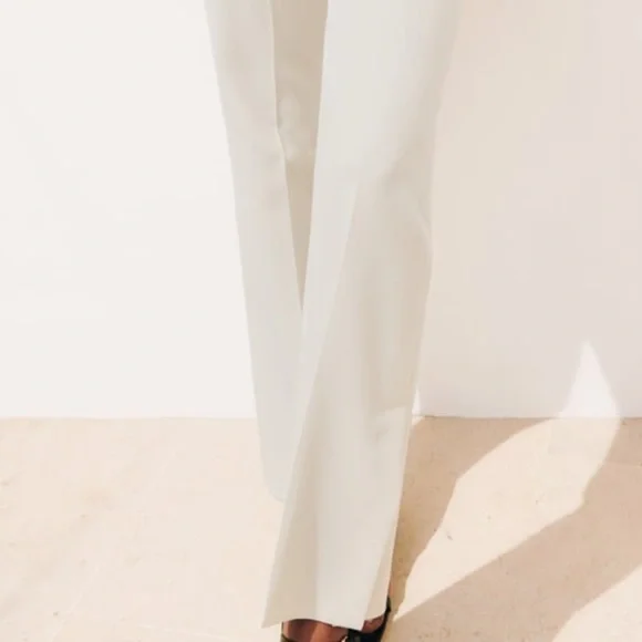 Beige Straight Leg Pants with Slits Sz S New - Picture 4 of 11